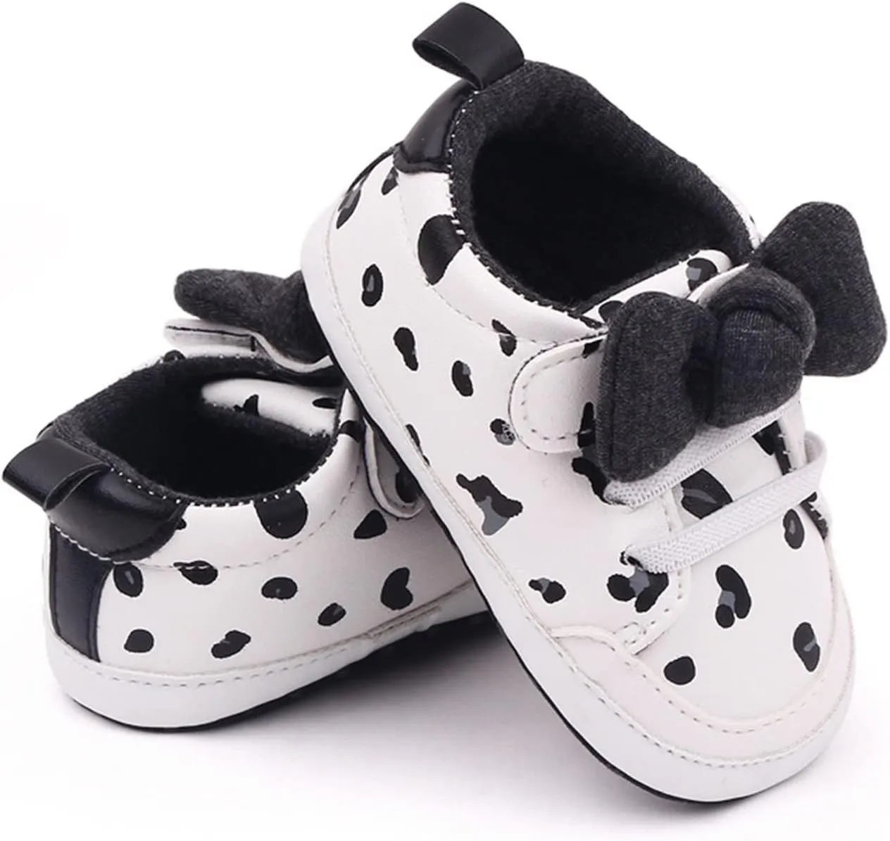 Infant Boys Baby Newborn Sneakers Girls Cute Bow PU Leather Lace Up Walking Shoes Flat Shoes Toddler High Tops