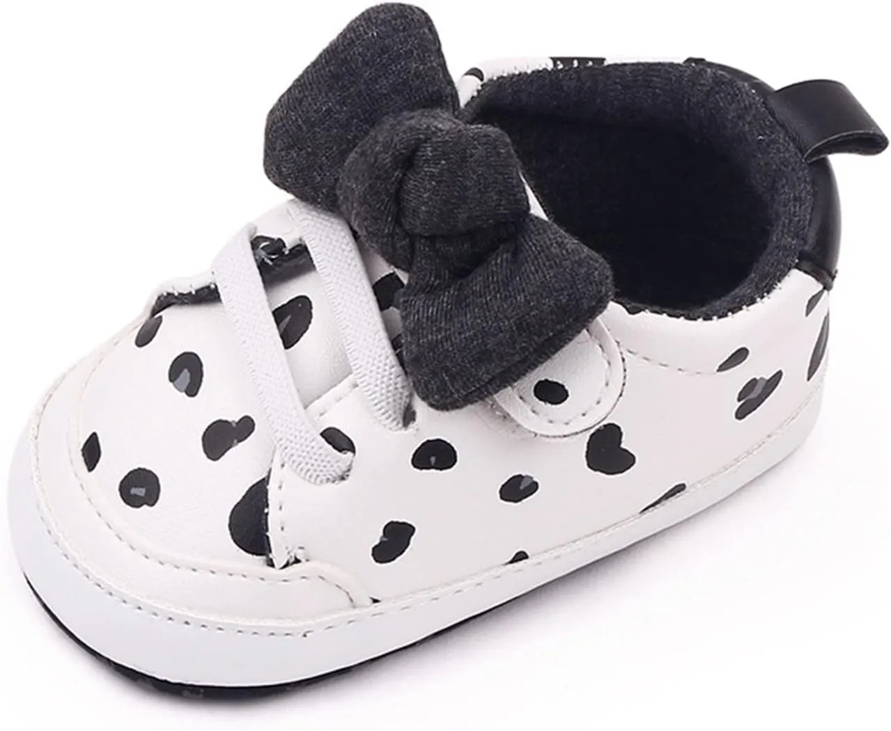 Infant Boys Baby Newborn Sneakers Girls Cute Bow PU Leather Lace Up Walking Shoes Flat Shoes Toddler High Tops