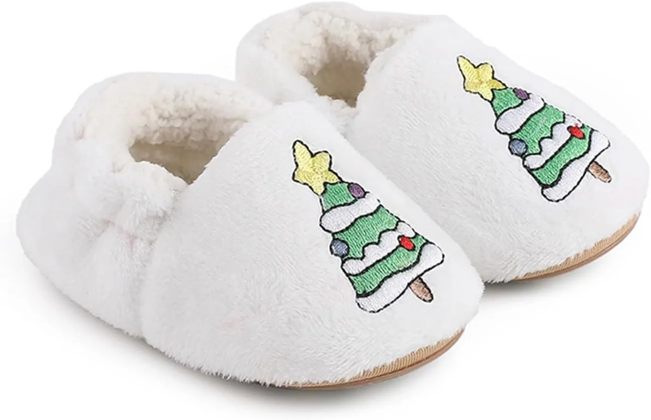 Infant Christmas Booties Soft Baby Santa Winter Warm Slippers Snow Boots Shoes Christmas Tree Prints House Slipper