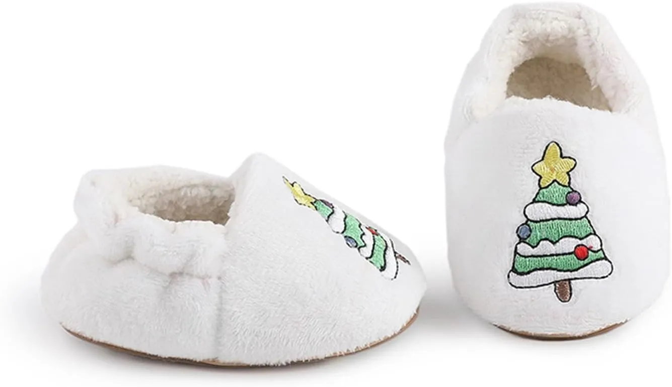 Infant Christmas Booties Soft Baby Santa Winter Warm Slippers Snow Boots Shoes Christmas Tree Prints House Slipper