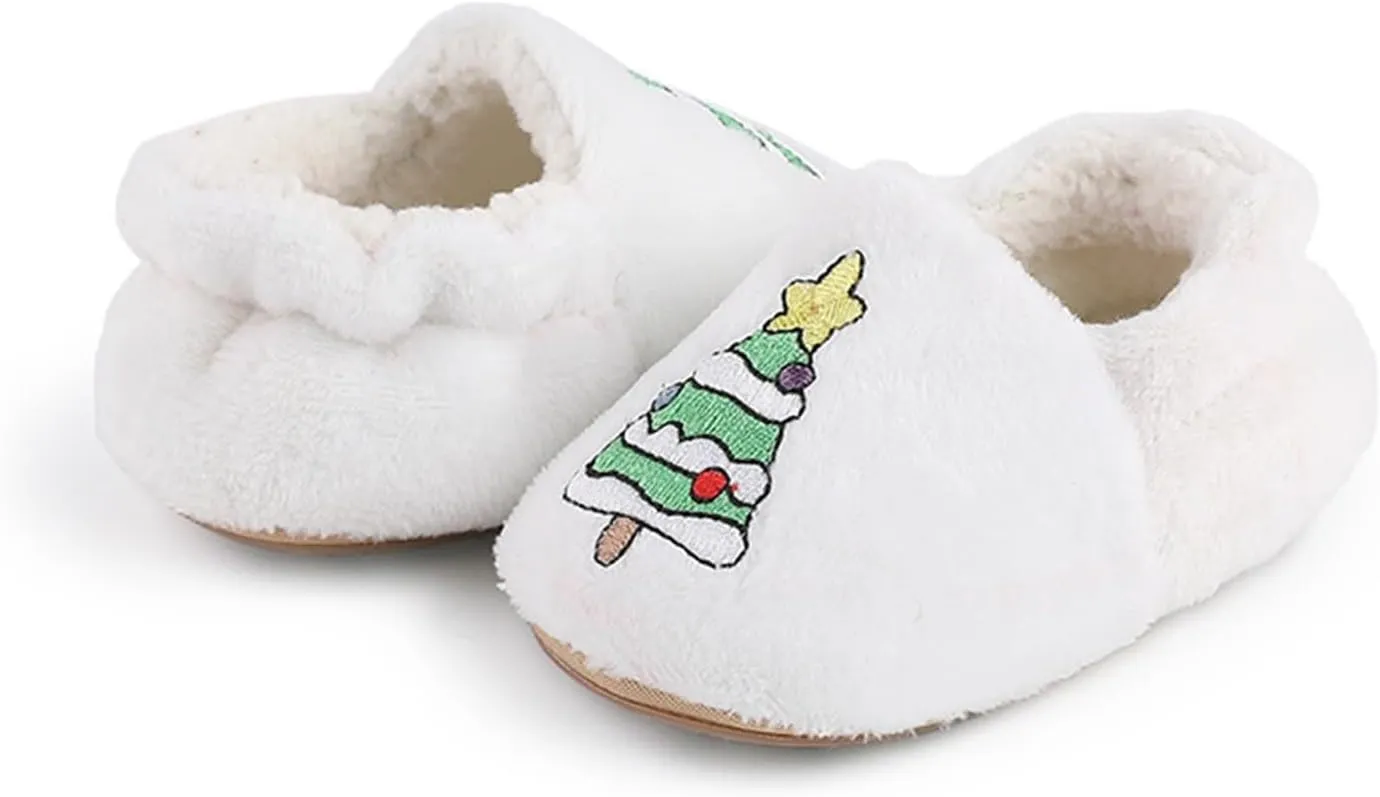 Infant Christmas Booties Soft Baby Santa Winter Warm Slippers Snow Boots Shoes Christmas Tree Prints House Slipper