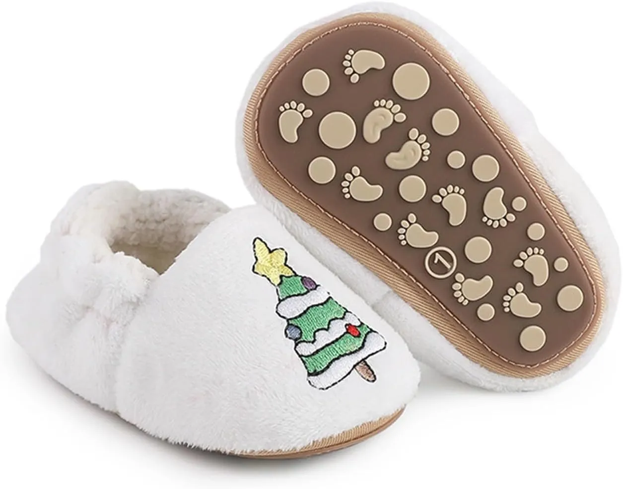 Infant Christmas Booties Soft Baby Santa Winter Warm Slippers Snow Boots Shoes Christmas Tree Prints House Slipper