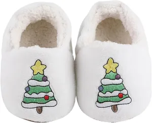 Infant Christmas Booties Soft Baby Santa Winter Warm Slippers Snow Boots Shoes Christmas Tree Prints House Slipper