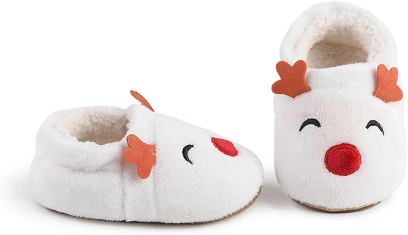 Infant Christmas Booties Soft Baby Santa Winter Warm Slippers Snow Boots Shoes Christmas Tree Prints House Slipper