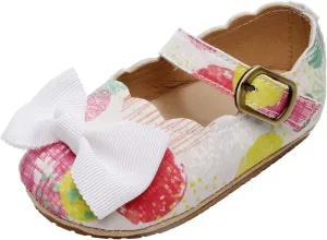 Infant Girls Single Shoes Bow Tiet First Walkers Shoes Buckle Strap Toddler Soft Bottom Breathable Princess Shoes Indoor Shoes Toddler