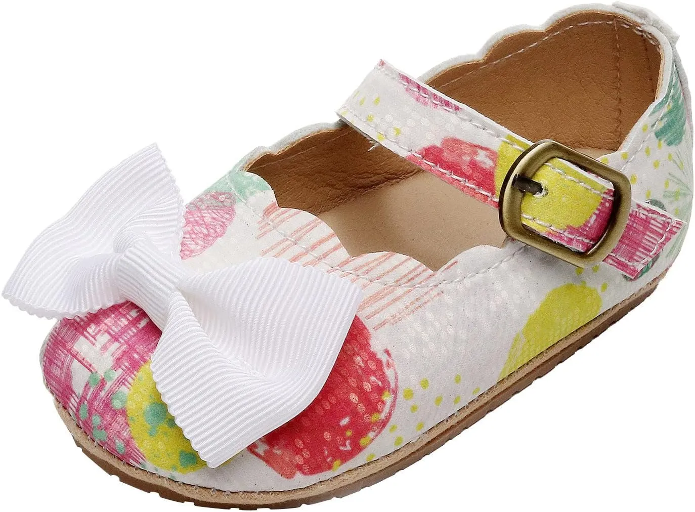 Infant Girls Single Shoes Bow Tiet First Walkers Shoes Buckle Strap Toddler Soft Bottom Breathable Princess Shoes Indoor Shoes Toddler