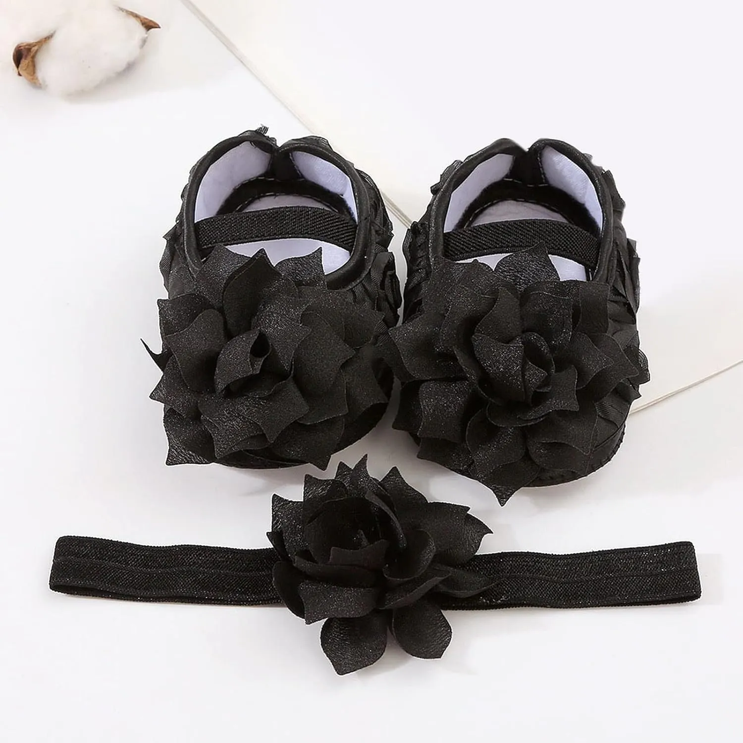 Infant Shoes Girls Baby Shoes Hairband Set 01 Year Old Baby Shoes 246 August Newborn Soft Sole Walking Shoes