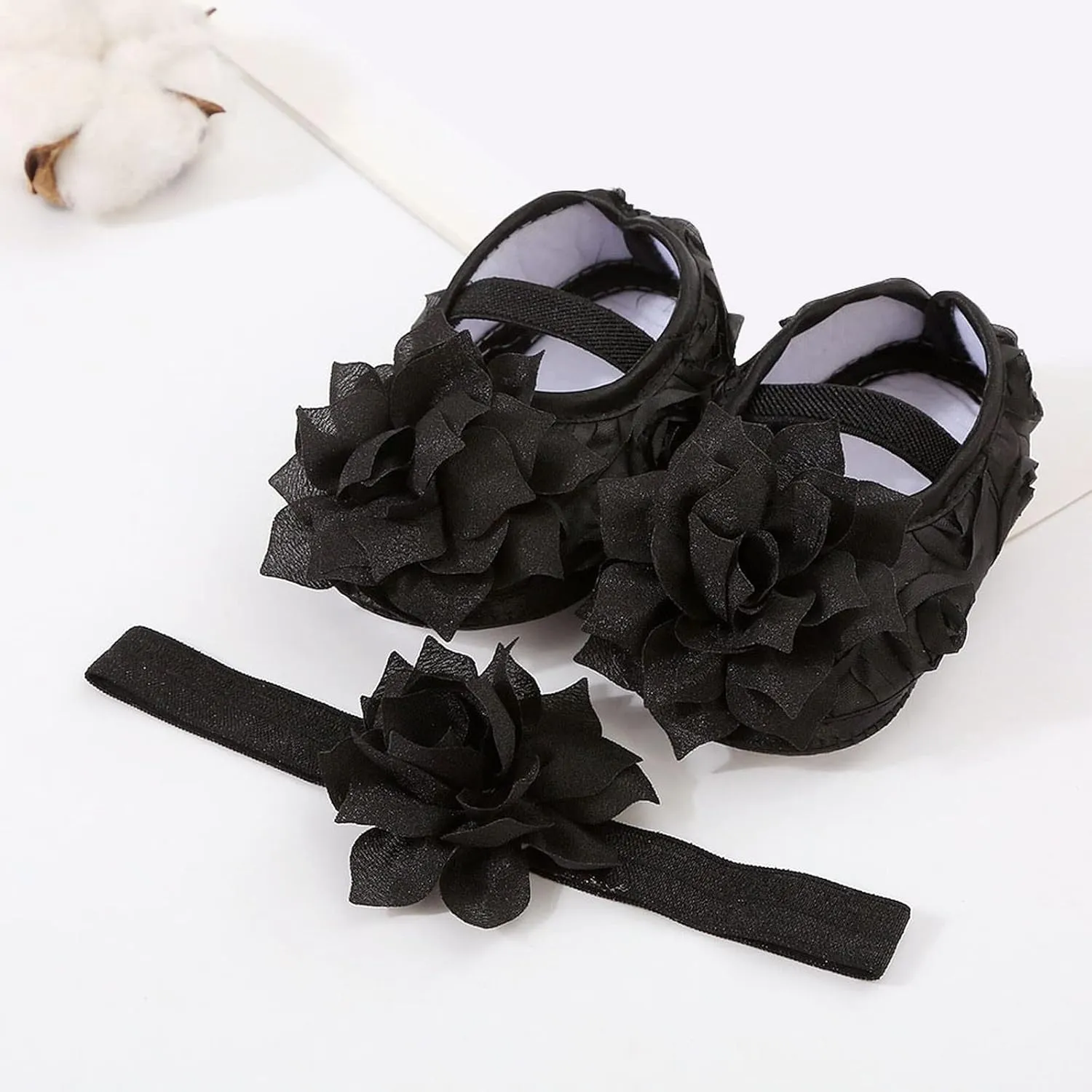 Infant Shoes Girls Baby Shoes Hairband Set 01 Year Old Baby Shoes 246 August Newborn Soft Sole Walking Shoes