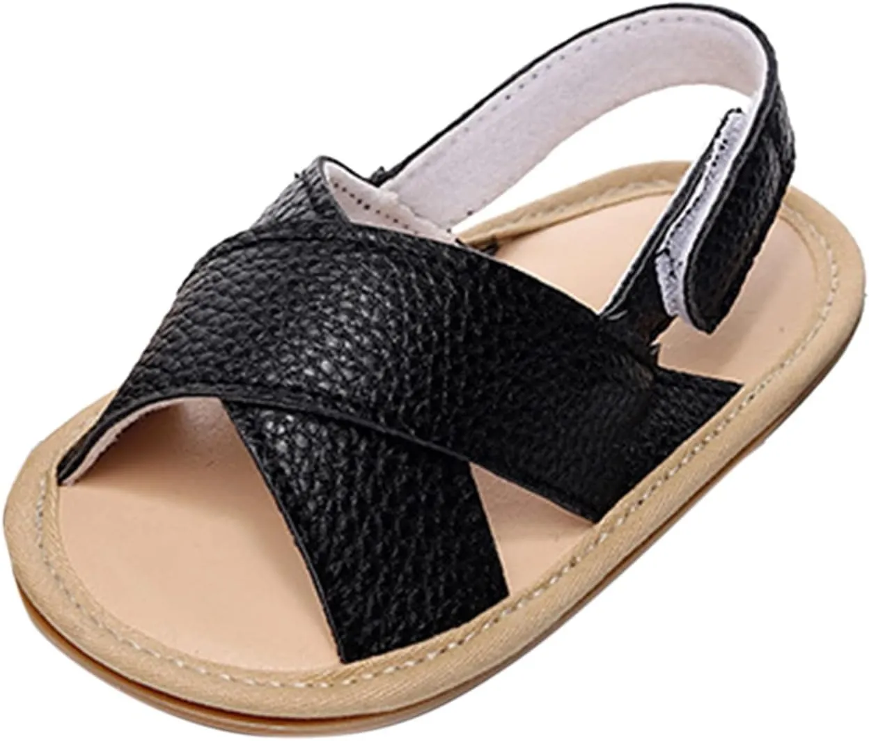 Infant Toddler Baby Girls Boys Shoes Sandals First Walkers Prewalkers Soft Sole Flat Shoes Fashion (Black, 5 Toddler)