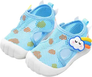 Infant Toddler Baby Girls Boys Shoes Sandals Newborn First Walkers Mesh Crib Shoes Breathable Soft Sole (Blue, 4 Infant)