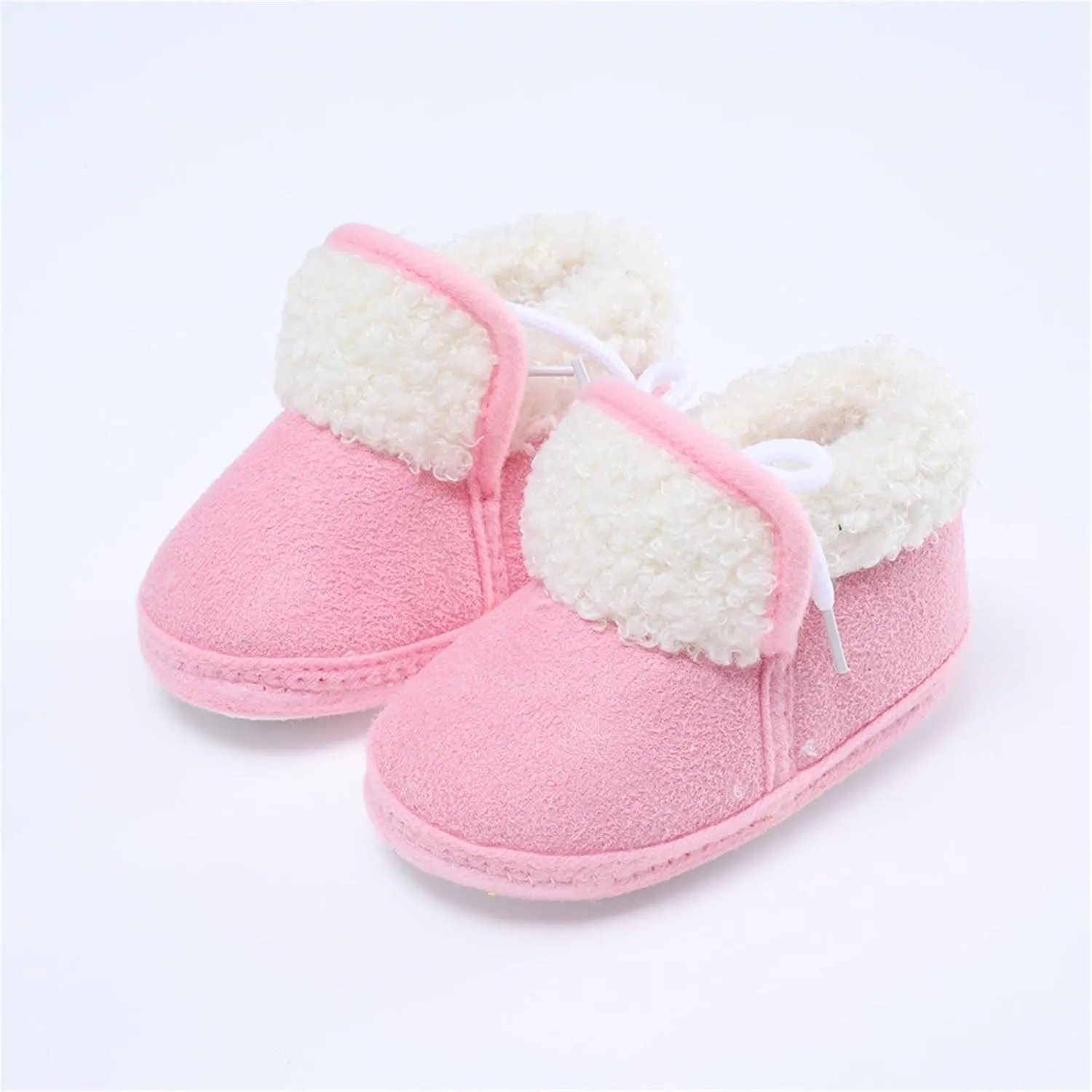 Infant Unisex Warm Fr Lined Soft Boots Baby Winter Ankle Non-Slip Rubber Texture Sole Toddler Winter Snow Shoes