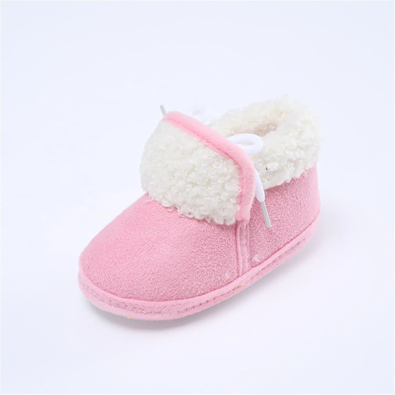 Infant Unisex Warm Fr Lined Soft Boots Baby Winter Ankle Non-Slip Rubber Texture Sole Toddler Winter Snow Shoes