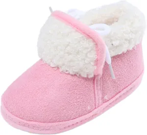 Infant Unisex Warm Fr Lined Soft Boots Baby Winter Ankle Non-Slip Rubber Texture Sole Toddler Winter Snow Shoes