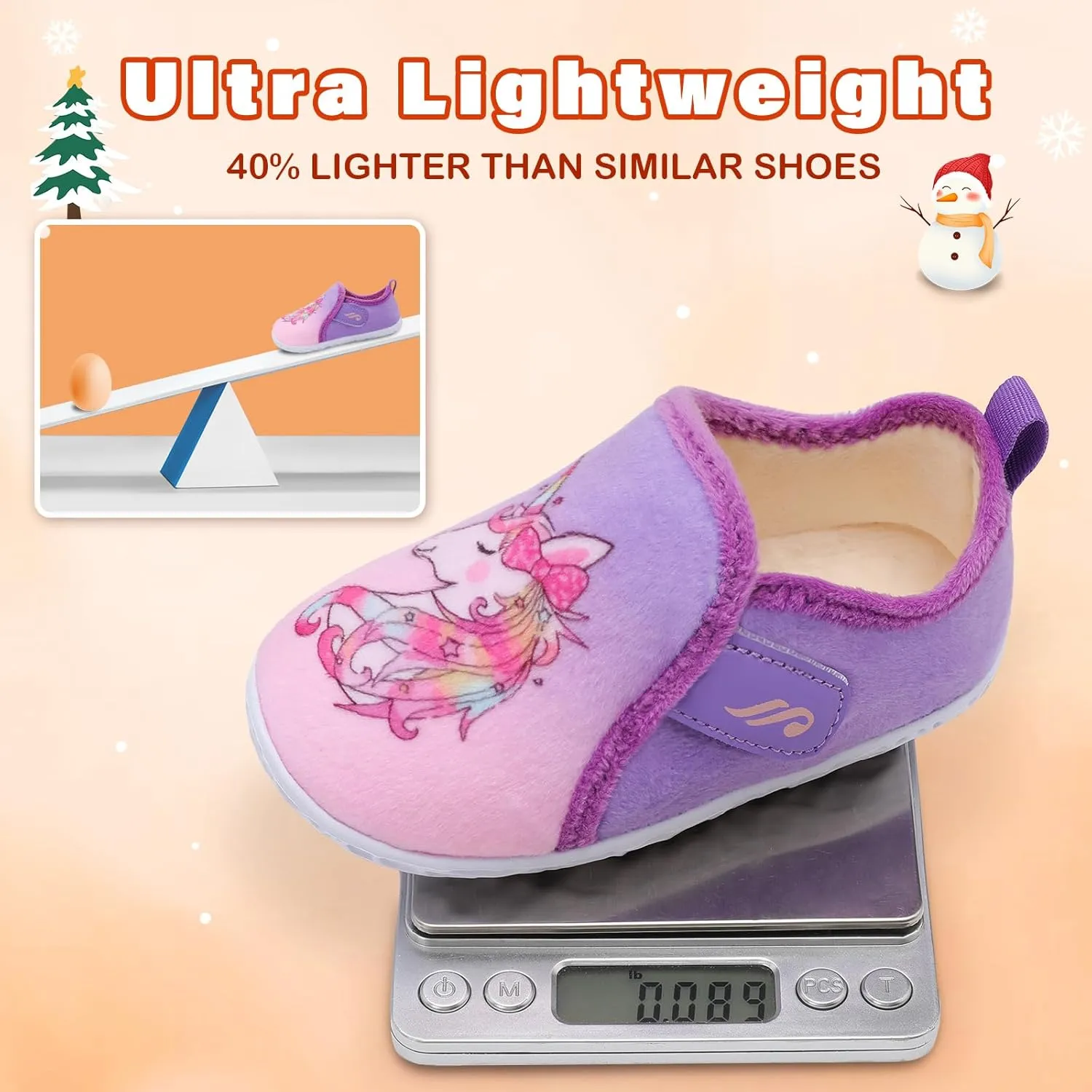 JIASUQI Toddler Slippers Fuzzy Kids Slippers Warm House Shoes for Boys Girls