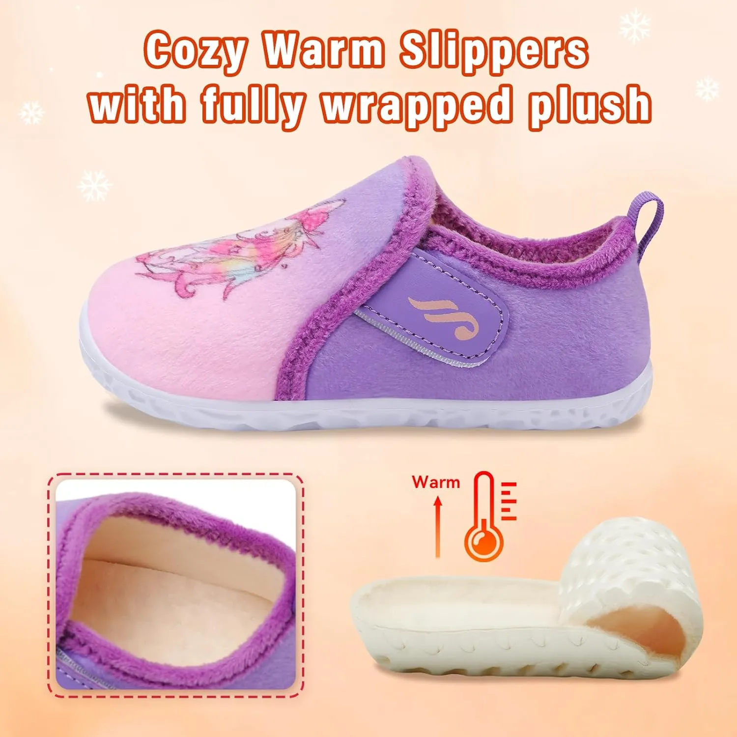 JIASUQI Toddler Slippers Fuzzy Kids Slippers Warm House Shoes for Boys Girls