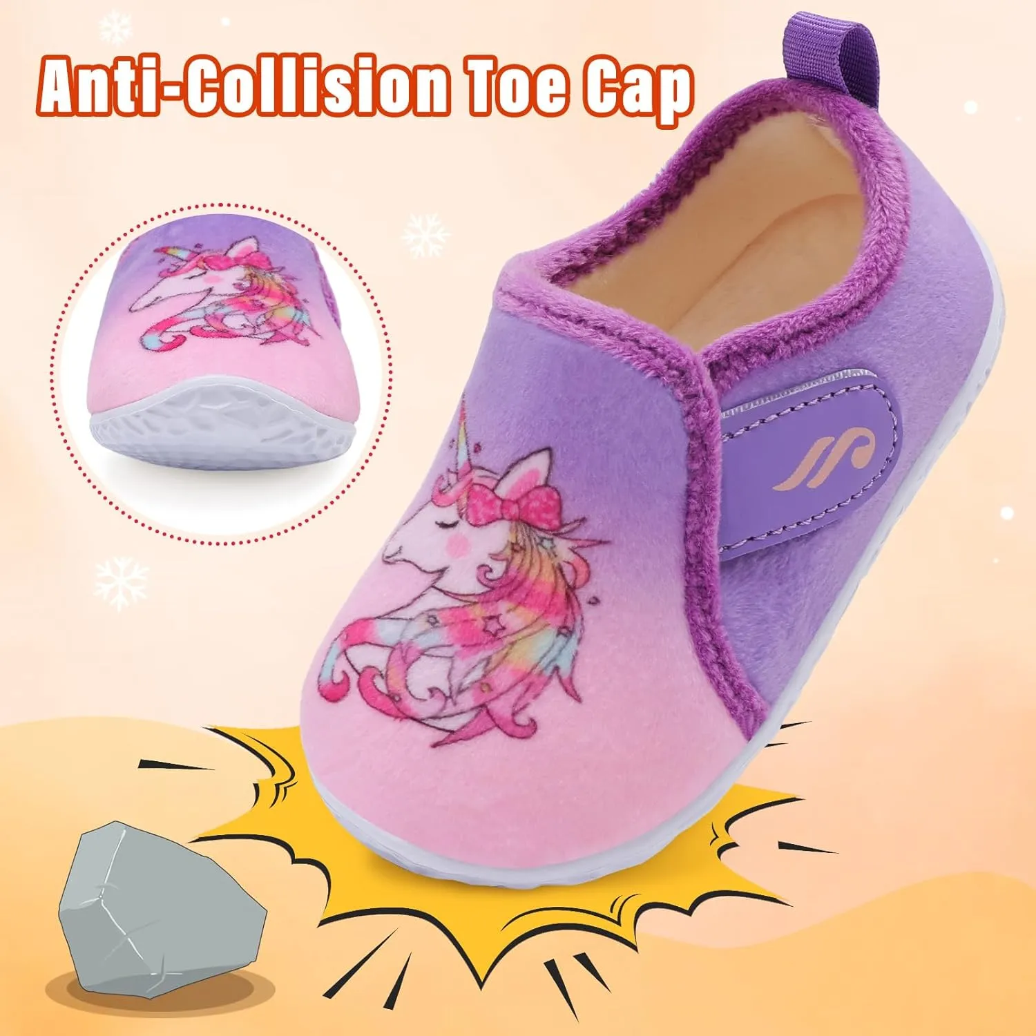 JIASUQI Toddler Slippers Fuzzy Kids Slippers Warm House Shoes for Boys Girls