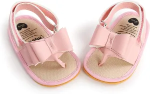Jshuang 0-18M Baby Boys Girls Bow Sandals Soft Non-Slip Rubber Sole Summer Flat Walking Shoes