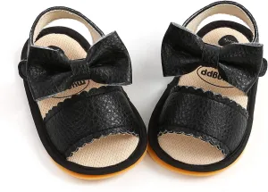 Jshuang 0-18M Baby Boys Girls Bow Sandals Soft Non-Slip Rubber Sole Summer Flat Walking Shoes