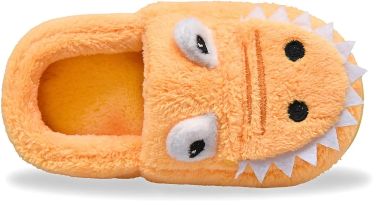 Kids Boys Girls Slip On Winter Warm House Slippers Plush Cozy Cute Dinosaur Home Shoes with Soft Memory Foam