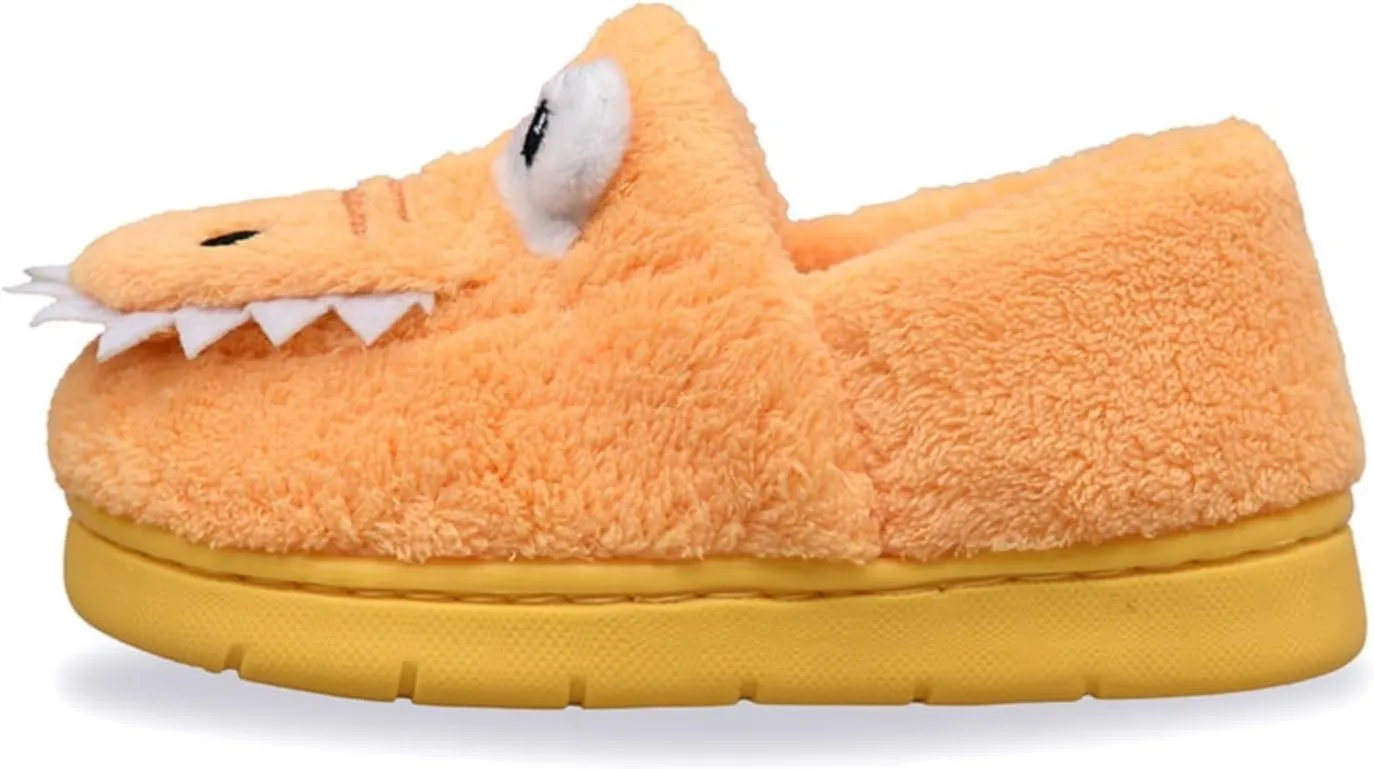 Kids Boys Girls Slip On Winter Warm House Slippers Plush Cozy Cute Dinosaur Home Shoes with Soft Memory Foam