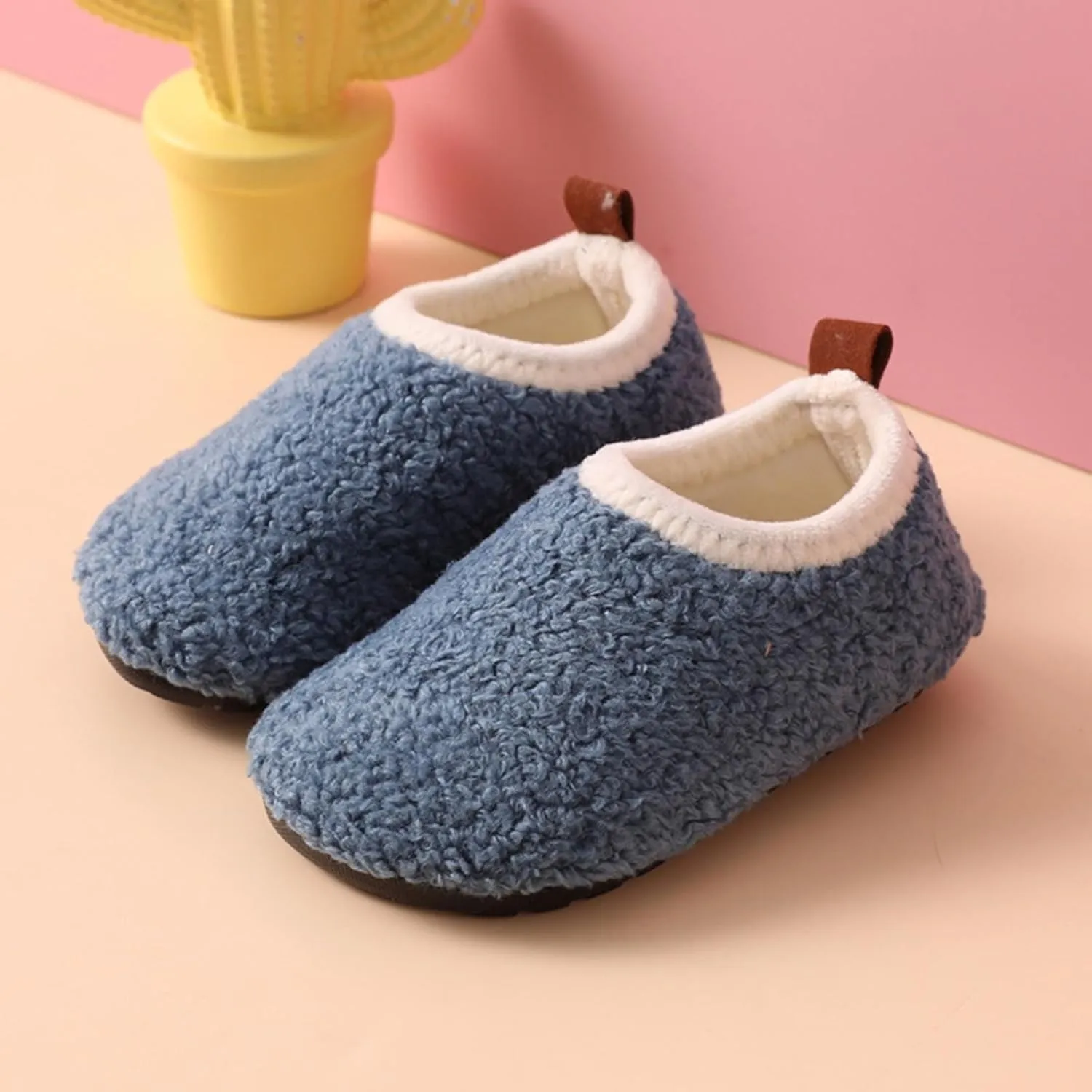 Kids Boys Girls Slippers House Booties Winter Indoor Warm Shoes Non Slip Sole Slippers Soft Plush Furry House Slip