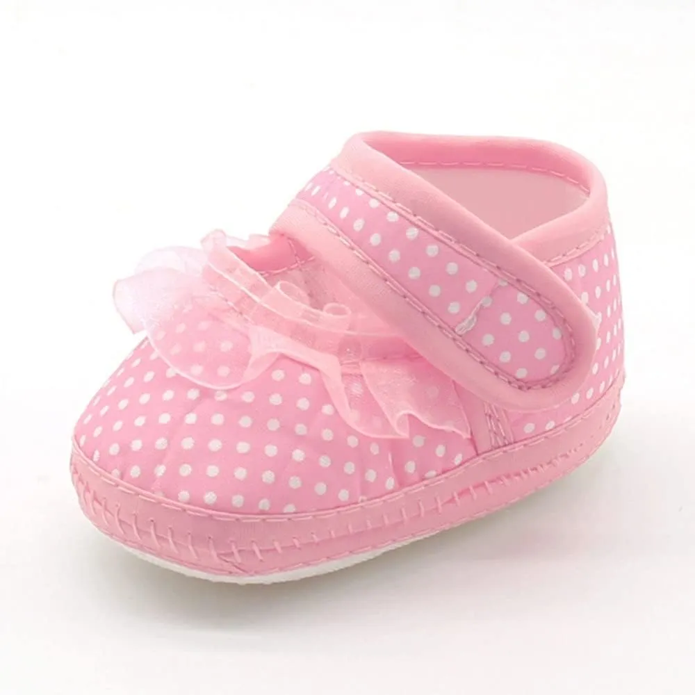 Kids Girls Slip on Shoes Warm Girls Sole Dot Infant Prewalker Soft Lace Baby Shoes Toddler Kids Mesh Socks Shoes