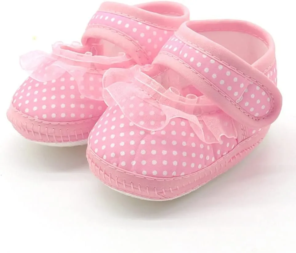 Kids Girls Slip on Shoes Warm Girls Sole Dot Infant Prewalker Soft Lace Baby Shoes Toddler Kids Mesh Socks Shoes