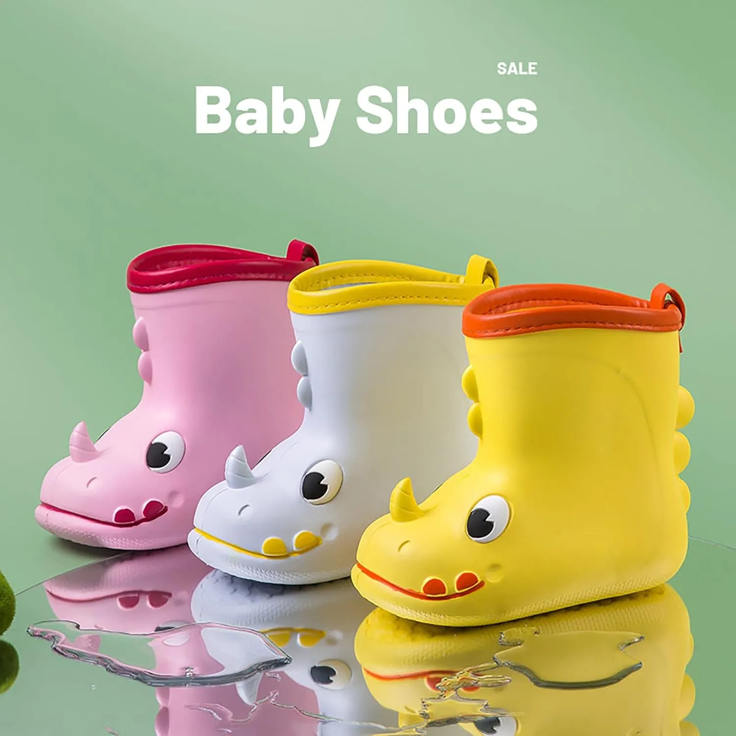 Kids Rain Boots Toddler Cute Cartoon Rain Shoes Infant Waterproof Rubber Mud Boots for Girls Boys with Soft Sole