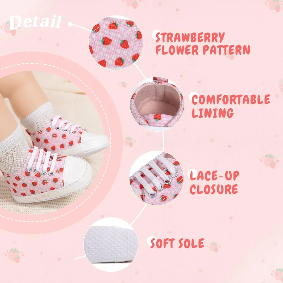 KIDSUN Unisex Baby Boy Girl Canvas Sneaker Soft Sole Infant Lace up Newborn Ankle Toddler First Walkers Crib Shoes