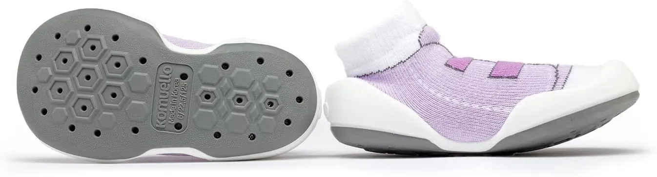 Komuello Baby and Toddler Shoes, Pull Up First Walker, Non Slip Bottom, Soft Cotton, Premium Sock Shoes - Walker