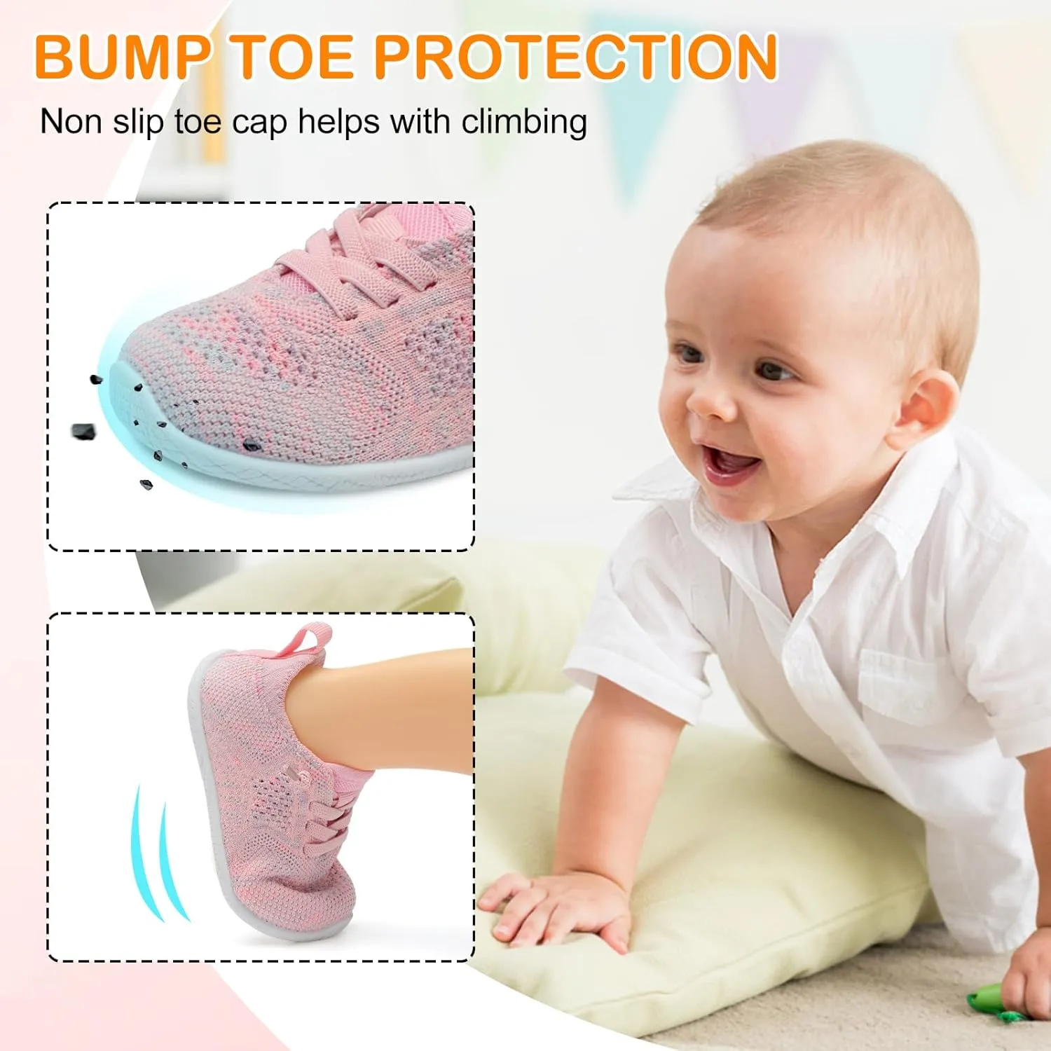 L-RUN Toddler Boys Girls Tennis Shoes Breathable Comfortable Barefoot Wide Summer School Walking Sneakers Baby First Walking Shoes