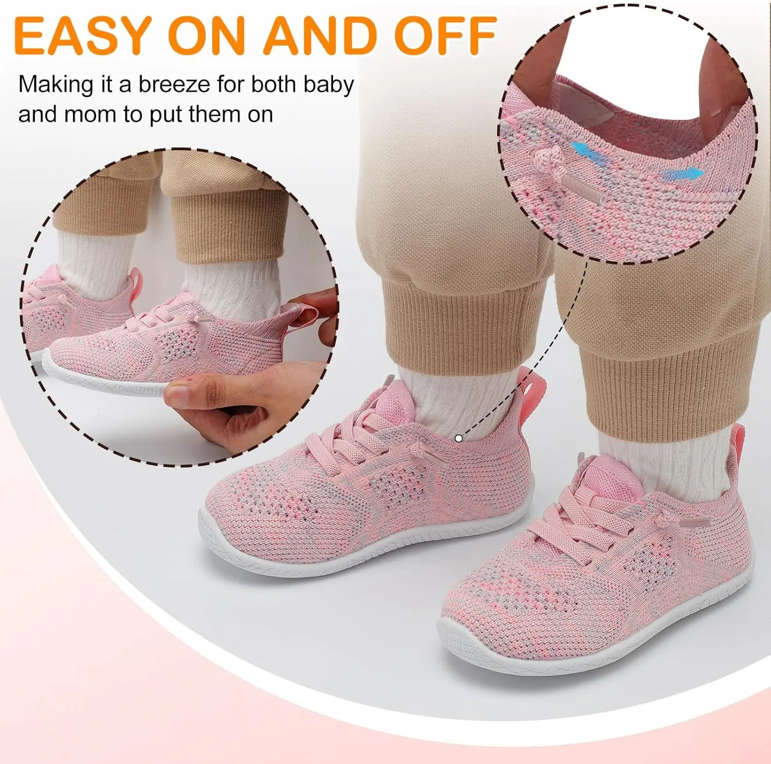 L-RUN Toddler Boys Girls Tennis Shoes Breathable Comfortable Barefoot Wide Summer School Walking Sneakers Baby First Walking Shoes