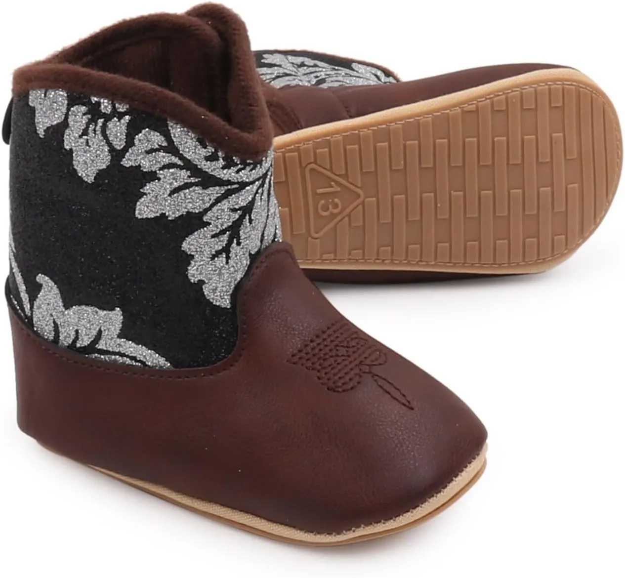 Leather Western Boots Cowboy Bootie Soft Sole Non Slip Shoes for Baby Infant Toddler Girls Boys Girls Boots with Zipper