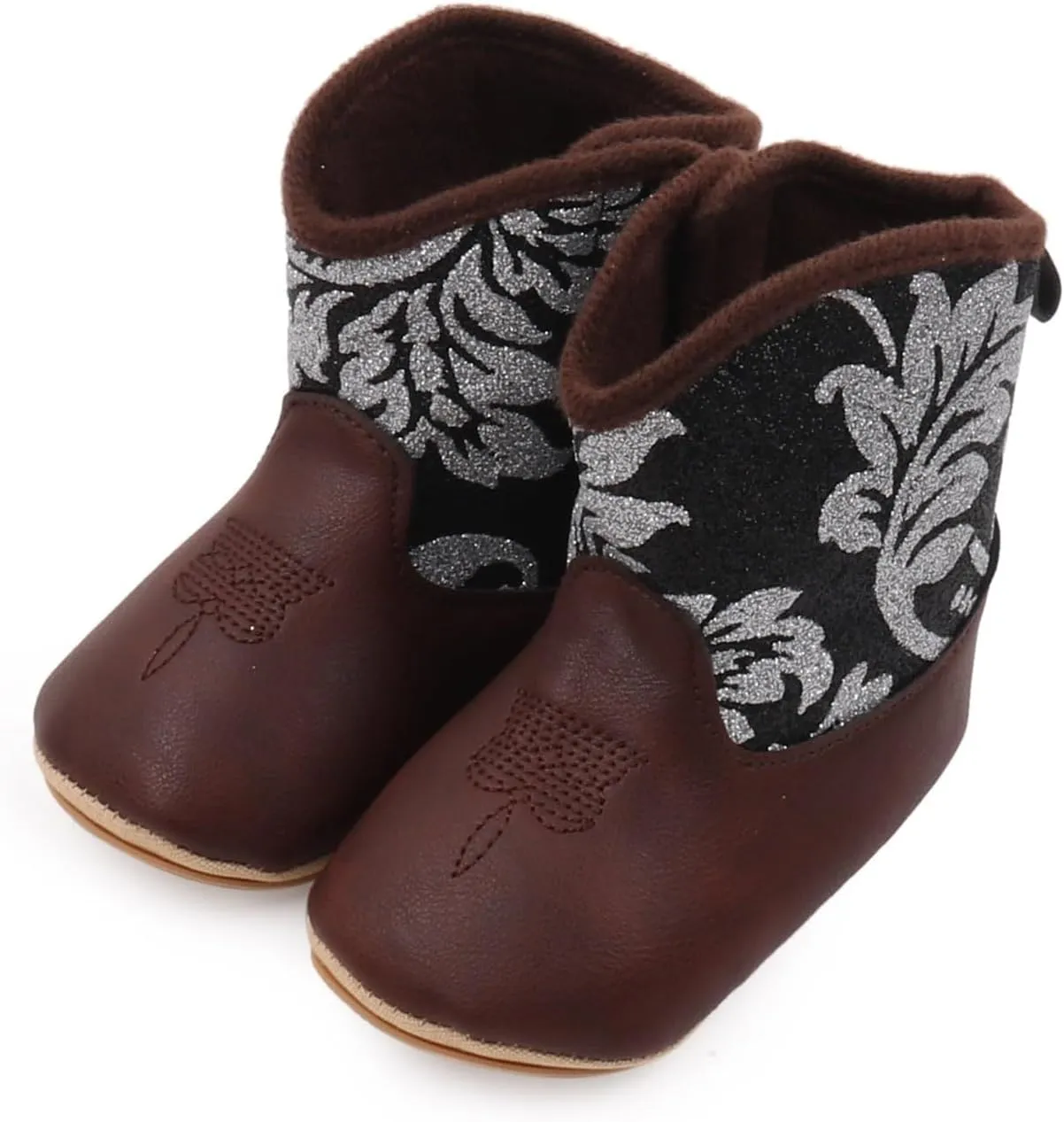 Leather Western Boots Cowboy Bootie Soft Sole Non Slip Shoes for Baby Infant Toddler Girls Boys Girls Boots with Zipper