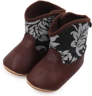 Leather Western Boots Cowboy Bootie Soft Sole Non Slip Shoes for Baby Infant Toddler Girls Boys Girls Boots with Zipper