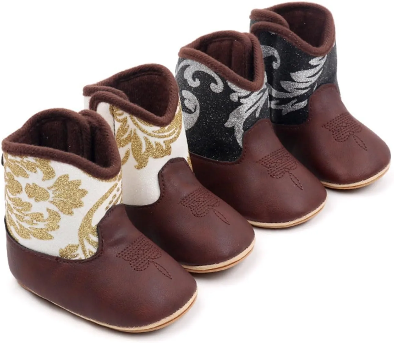Leather Western Boots Cowboy Bootie Soft Sole Non Slip Shoes for Baby Infant Toddler Girls Boys Girls Boots with Zipper
