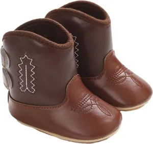 Leather Western Boots for Newborn Baby Cowboy Bootie Infant Toddler Warm Soft Sole Non-Slip rib Shoes for Girls Boys