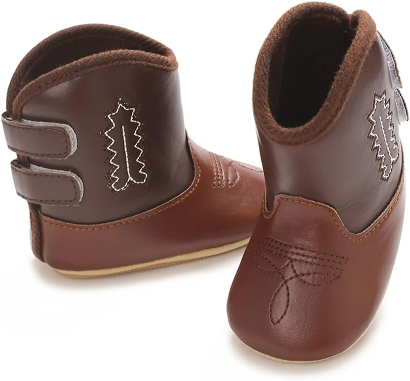 Leather Western Boots for Newborn Baby Cowboy Bootie Infant Toddler Warm Soft Sole Non-Slip rib Shoes for Girls Boys