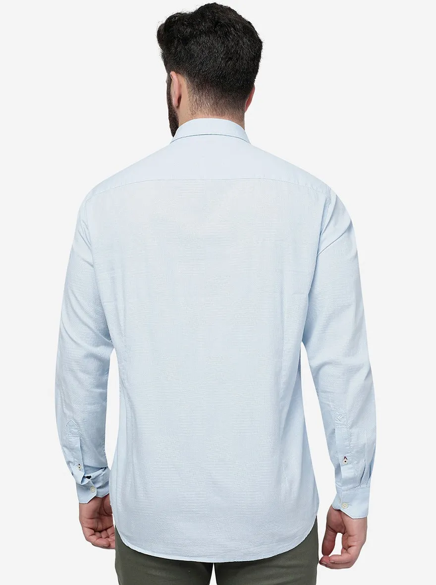 Light Blue Solid Smart Fit Semi Casual Shirt | Greenfibre