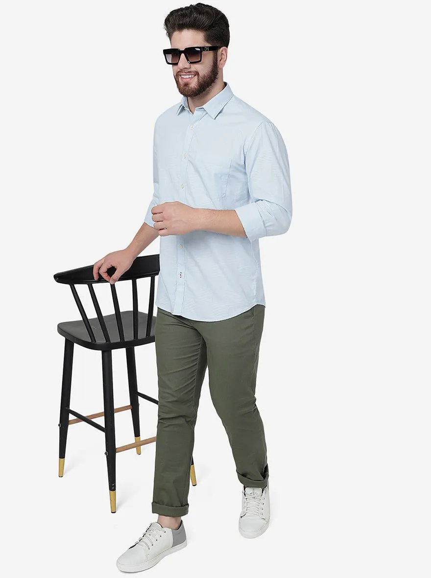 Light Blue Solid Smart Fit Semi Casual Shirt | Greenfibre