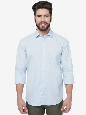 Light Blue Solid Smart Fit Semi Casual Shirt | Greenfibre