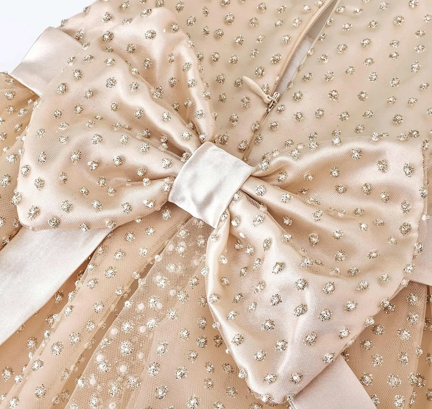 Lilax Baby Girls Glitter Tulle Dress, Sparkle Polka Dots Princess Gown with Matching Headband and Shoes