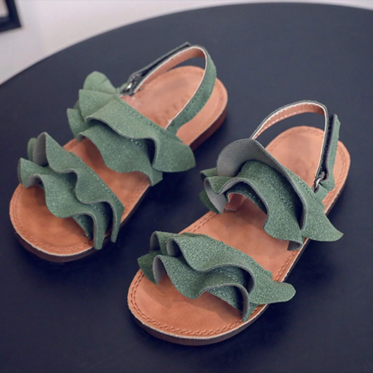 Little Girl Sandals Toddler Rubber Sandals Girls Shoes Kids Ruffle Non-Slip Sandals Baby Baby Shoes