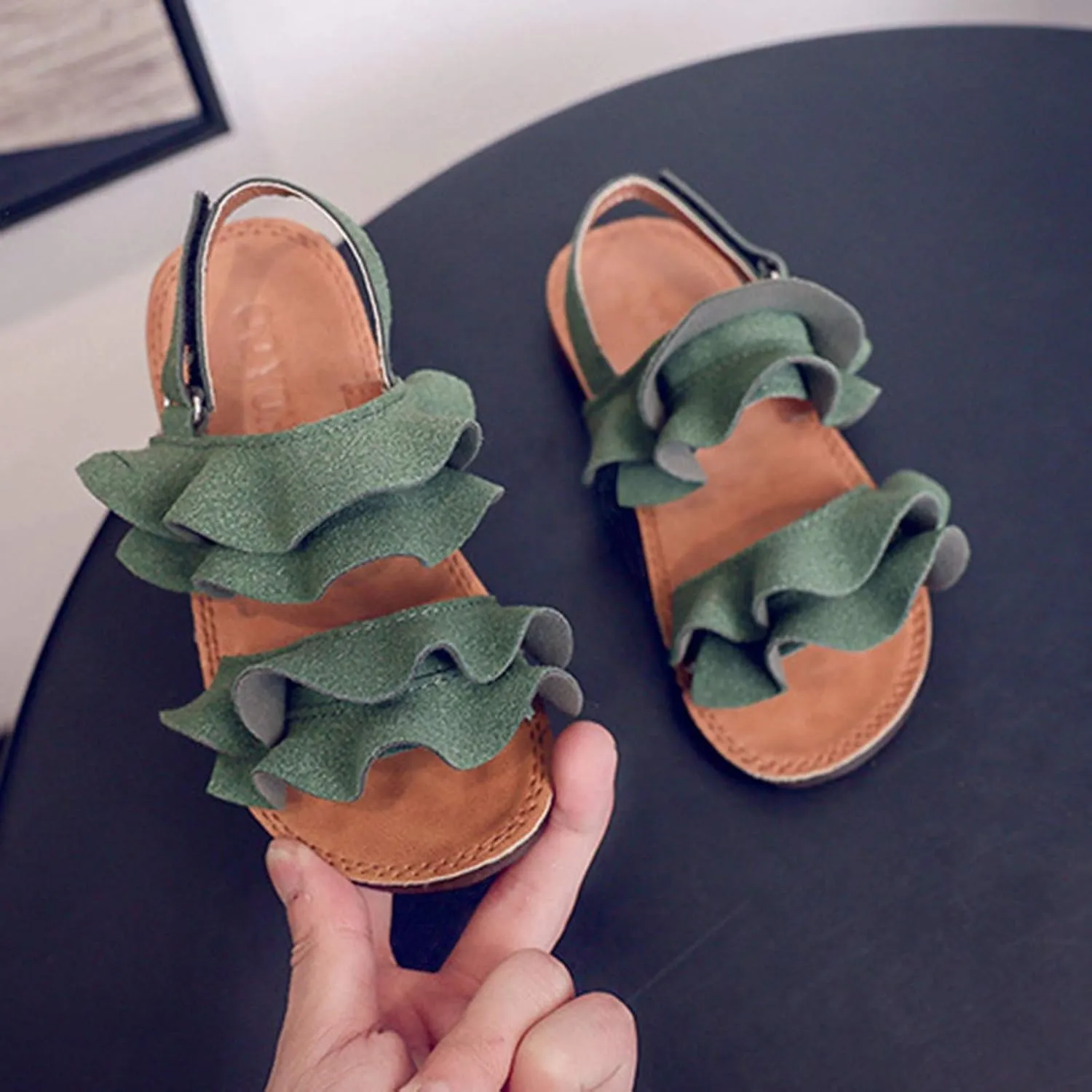 Little Girl Sandals Toddler Rubber Sandals Girls Shoes Kids Ruffle Non-Slip Sandals Baby Baby Shoes