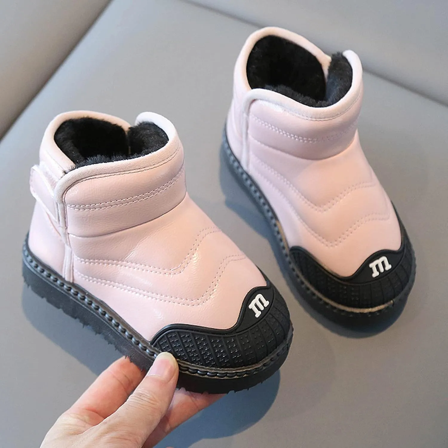 Little Girls Flat Sole Boots Baby Shoes Toddler Boots Fashion Soft Bottom Toddler Shoes Plus Velvet Thick Non Slip Boots