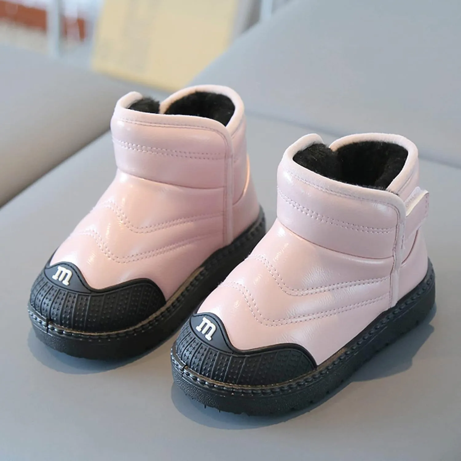 Little Girls Flat Sole Boots Baby Shoes Toddler Boots Fashion Soft Bottom Toddler Shoes Plus Velvet Thick Non Slip Boots