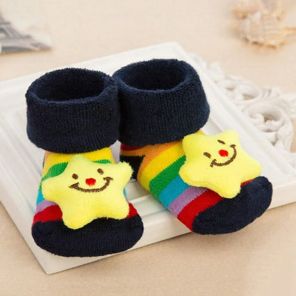 Magik 6 Pack Cute 3D Cartoon Anti-Skid Baby Booties Sock Slipper Shoes