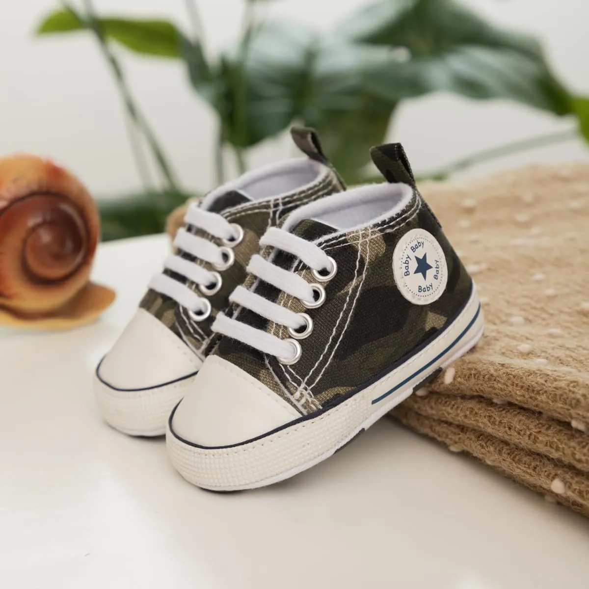 Meckior Baby Girls Boys Canvas Sneakers Soft Sole High-Top Ankle Infant First Walkers Crib Shoes