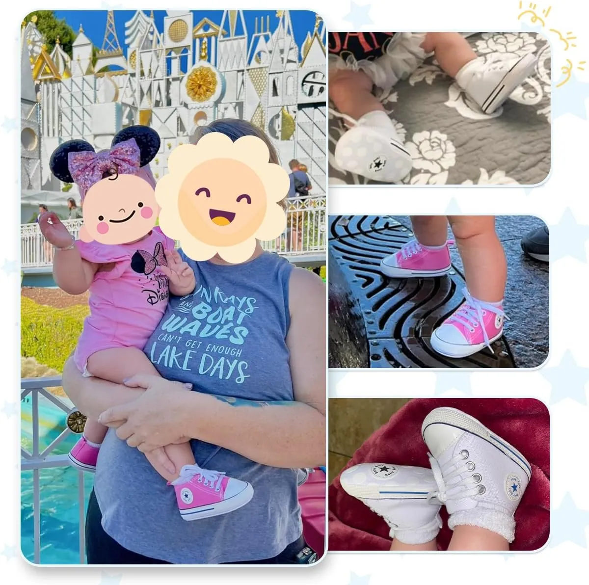 Meckior Baby Girls Boys Canvas Sneakers Soft Sole High-Top Ankle Infant First Walkers Crib Shoes