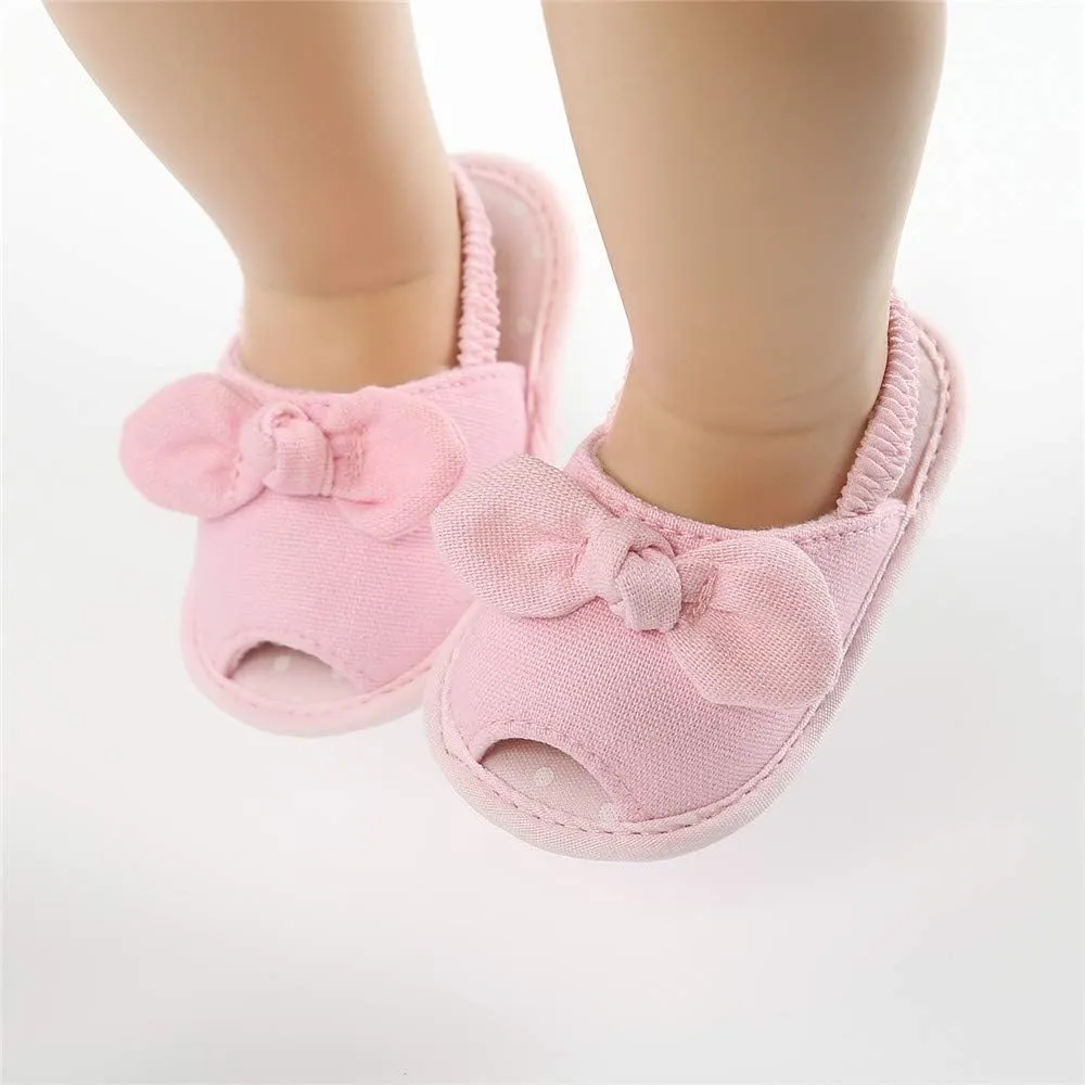 Meckior Infant Baby Girls Summer Flower Sandals Bowknot T-Strap Glittery Open-Toed Butterfly Shoes Soft Non-Slip Sole Princess Flat Shoes